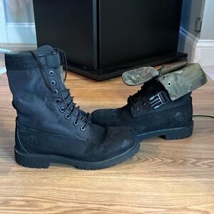 TIMBERLAND  6" Premium Gaiter  Flip Down Black/GREEN Waterproof YOUTH